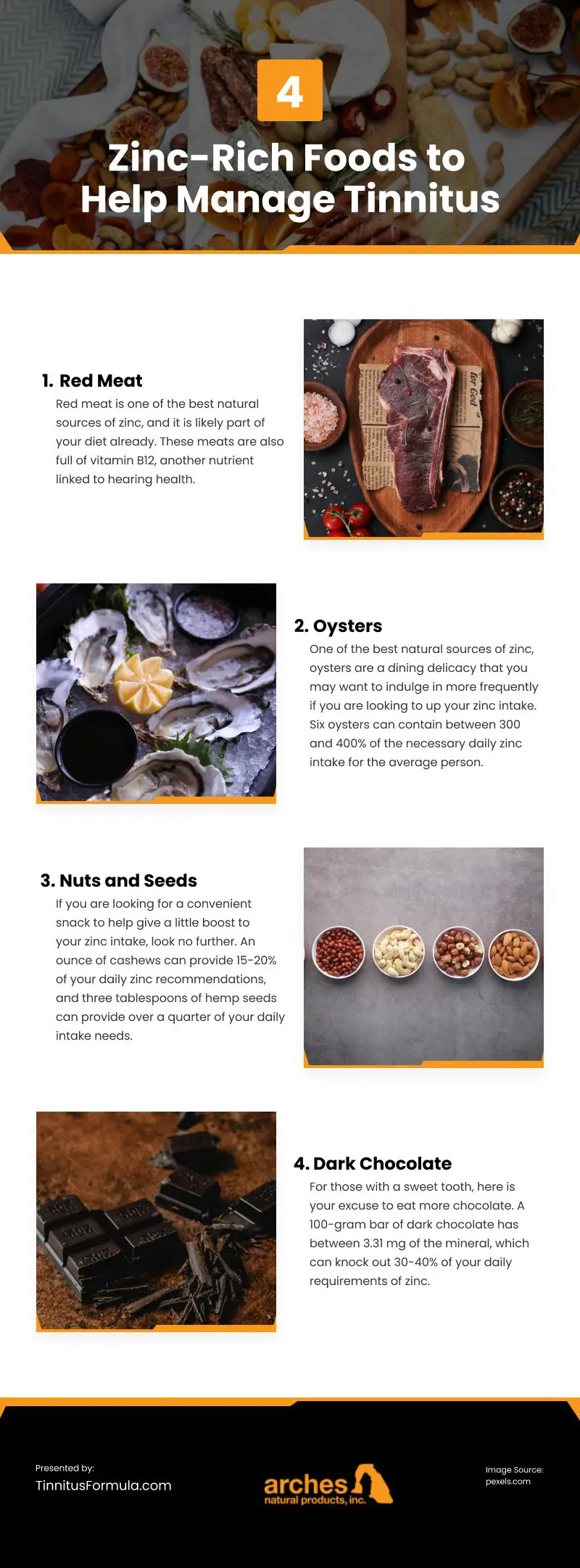 4 Zinc-Rich Foods to Help Manage Tinnitus Infographic