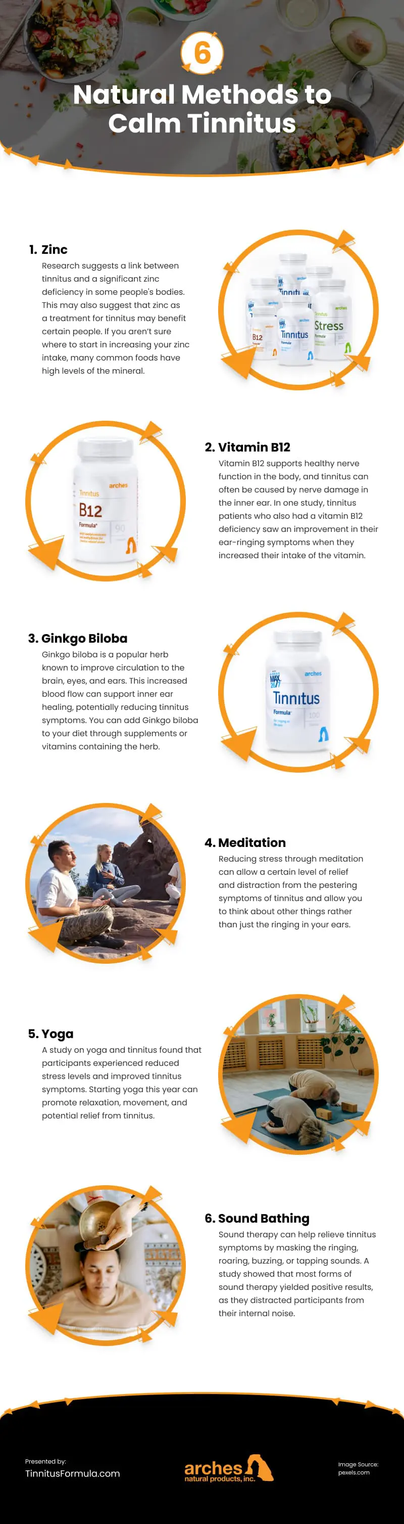6 Natural Methods to Calm Tinnitus Infographic