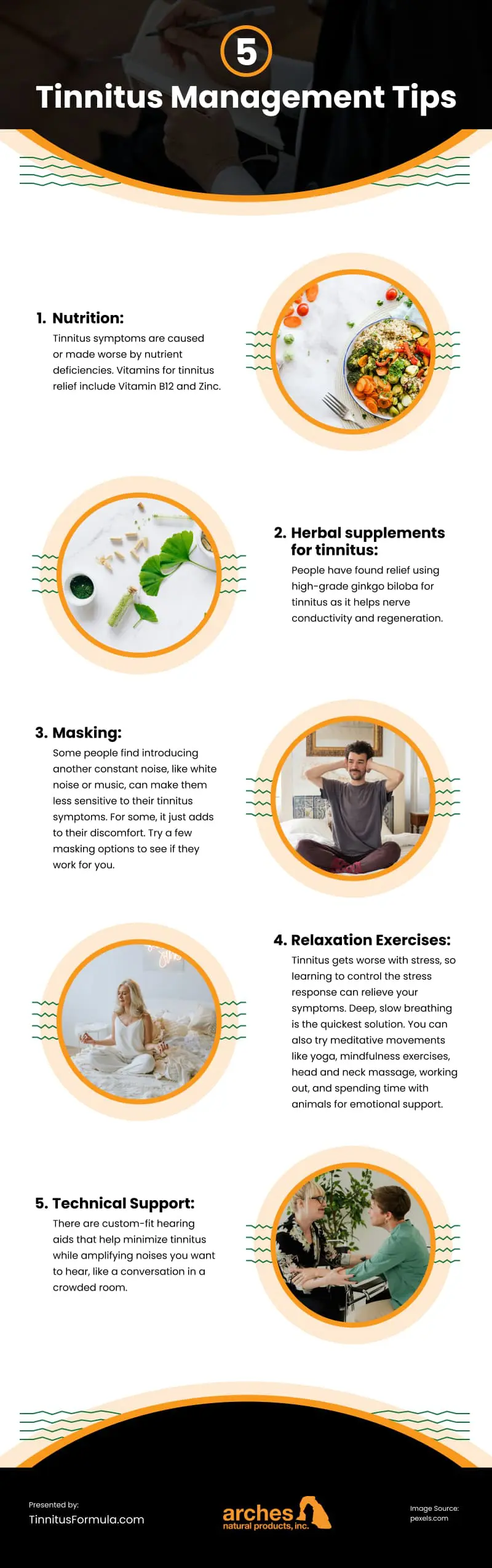 5 Tinnitus Management Tips Infographic