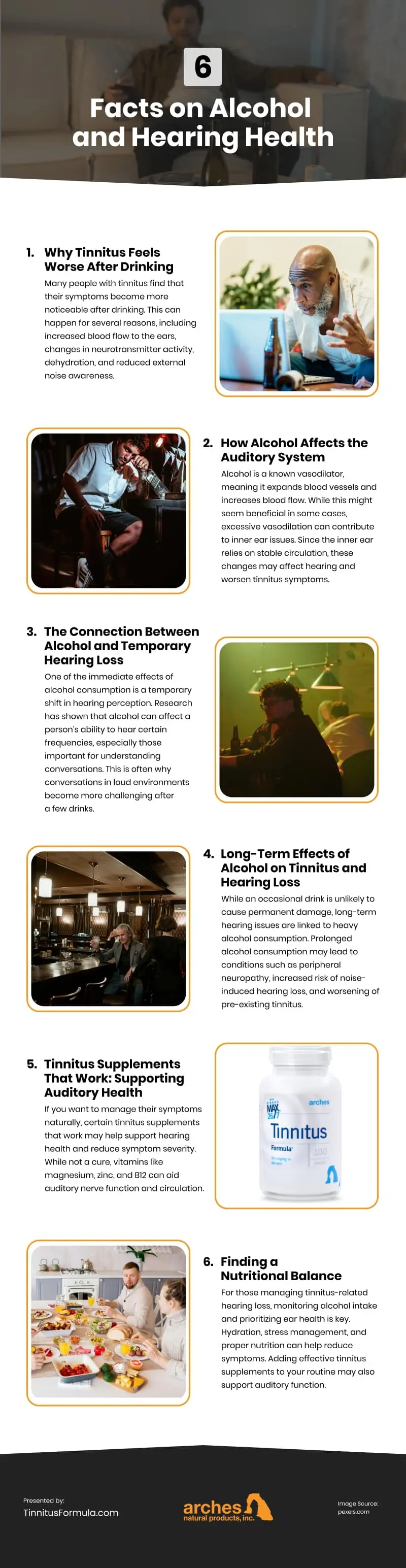 6 Facts on Alcohol and Hearing Health Infographic