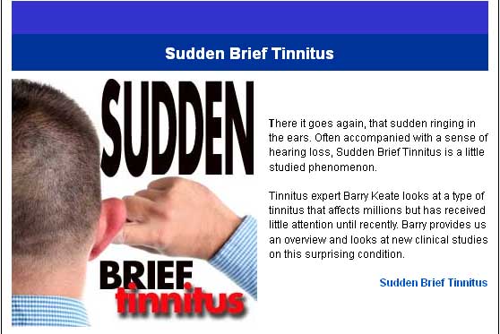 Sudden brief tinnitus clearance