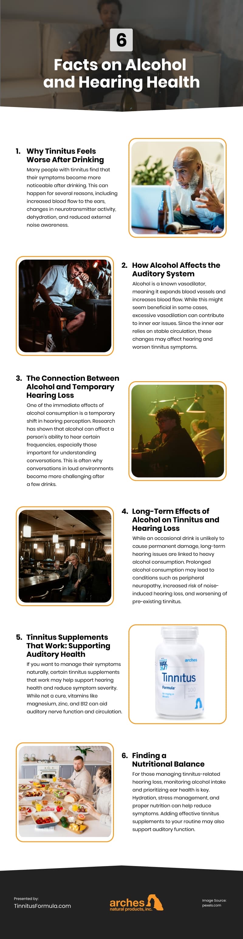 6 Facts on Alcohol and Hearing Health Infographic