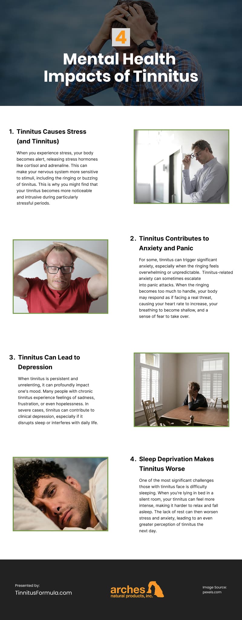 4 Mental Health Impacts of Tinnitus Infographic